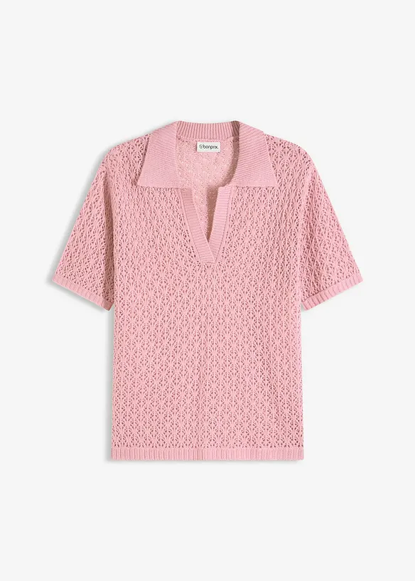 Ajour-Pullover in rosa von vorne - bonprix Ajour-Pullover in rosa von vorne - bonprix
