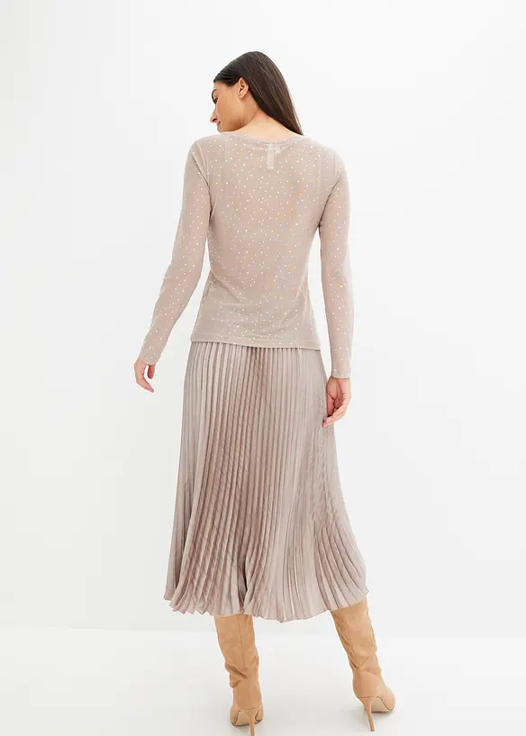 Langarmshirt mit Glitzerapplikationen in grau von hinten (im Anschnitt) - bonprix