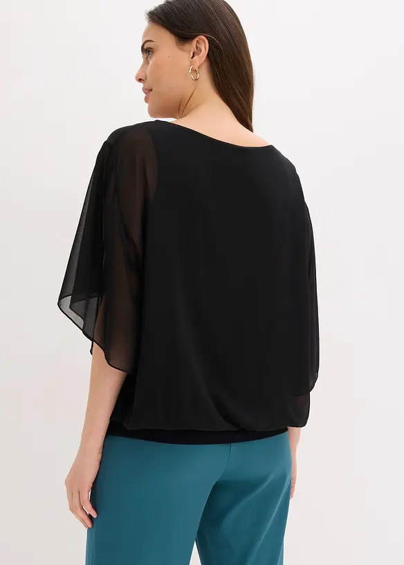 Chiffonbluse mit Fledermausärmel in schwarz von hinten (im Anschnitt) - bonprix Chiffonbluse mit Fledermausärmel in schwarz von hinten (im Anschnitt) - bonprix