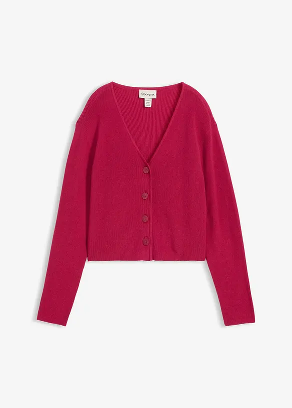 Kurze Strickjacke aus reiner Bio-Baumwolle in pink von vorne - bonprix Kurze Strickjacke aus reiner Bio-Baumwolle in pink von vorne - bonprix