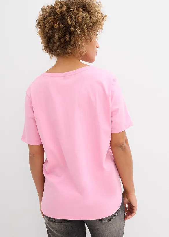 Weites T-Shirt aus Bio-Baumwolle in rosa von hinten (im Anschnitt) - bonprix
