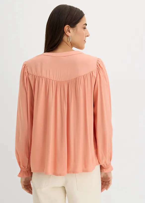 Prairie-Bluse aus fließender Viskose in orange von hinten (im Anschnitt) - bonprix