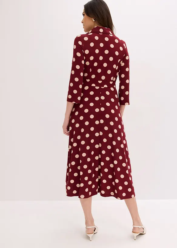 Hemdblusenkleid mit Bindeband (2-tlg.Set) in rot von hinten (Totalaufnahme) - bonprix Hemdblusenkleid mit Bindeband (2-tlg.Set) in rot von hinten (Totalaufnahme) - bonprix