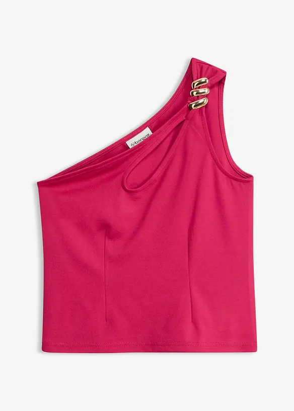 One-Shoulder-Top mit Schmuck-Detail in pink von vorne - bonprix One-Shoulder-Top mit Schmuck-Detail in pink von vorne - bonprix