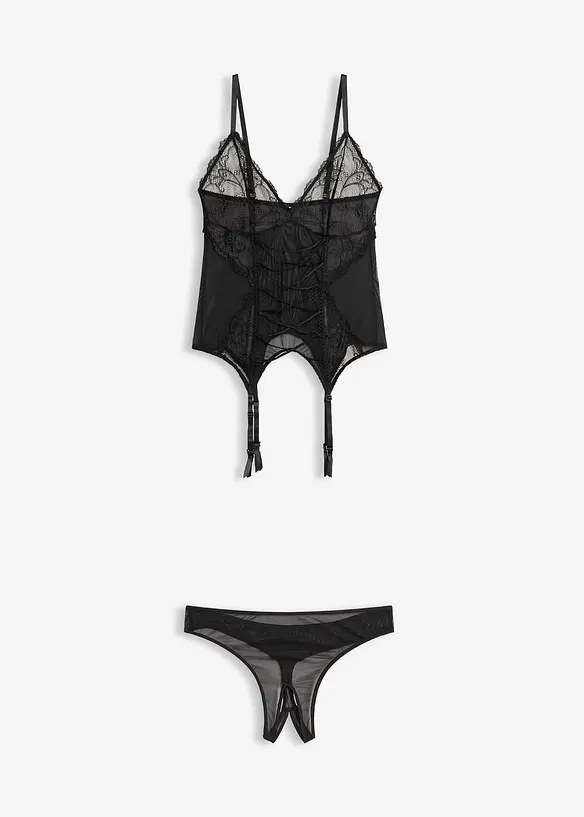 Strapstop und String Ouvert (2-tlg.Set) in schwarz von vorne - bonprix