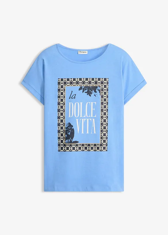 Shirt aus reiner Bio-Baumwolle in blau von vorne - bonprix