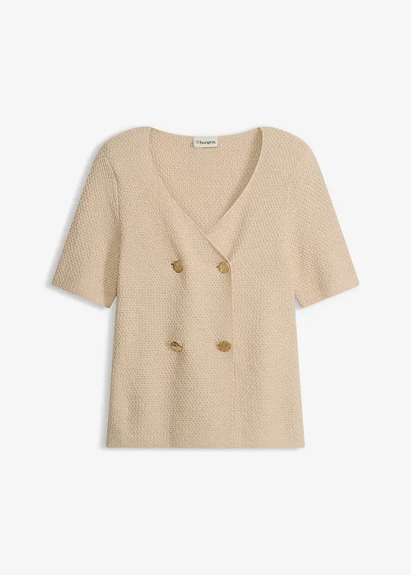 Strickjacke mit Baumwolle in beige von vorne - bonprix Strickjacke mit Baumwolle in beige von vorne - bonprix