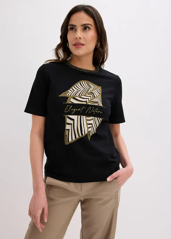Shirt aus Bio-Baumwolle in schwarz von vorne (im Anschnitt) - bonprix Shirt aus Bio-Baumwolle in schwarz von vorne (im Anschnitt) - bonprix