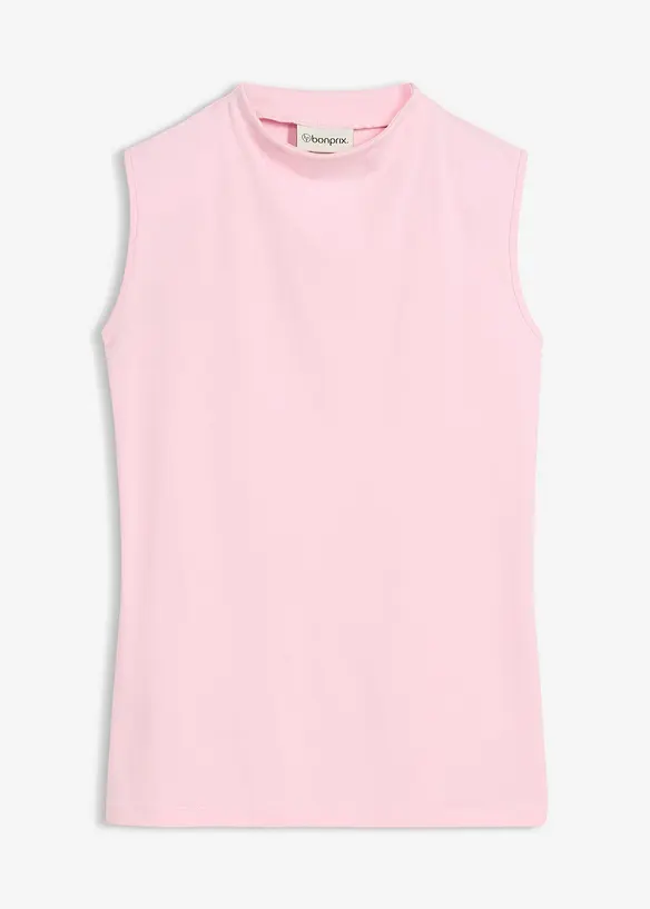 Top aus elastischem Baumwoll-Mix in rosa von vorne - bonprix