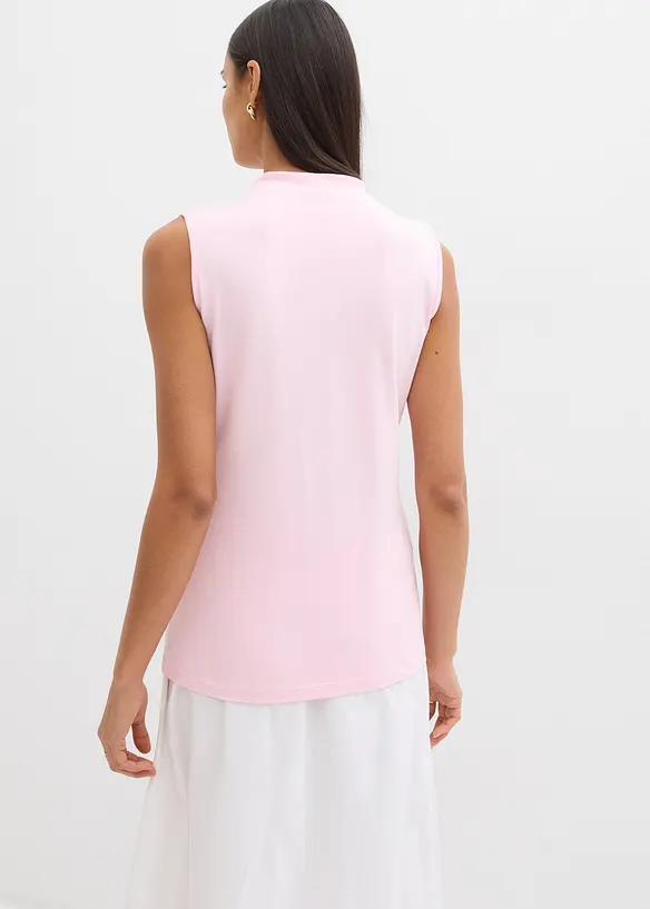 Top aus elastischem Baumwoll-Mix in rosa von hinten (im Anschnitt) - bonprix