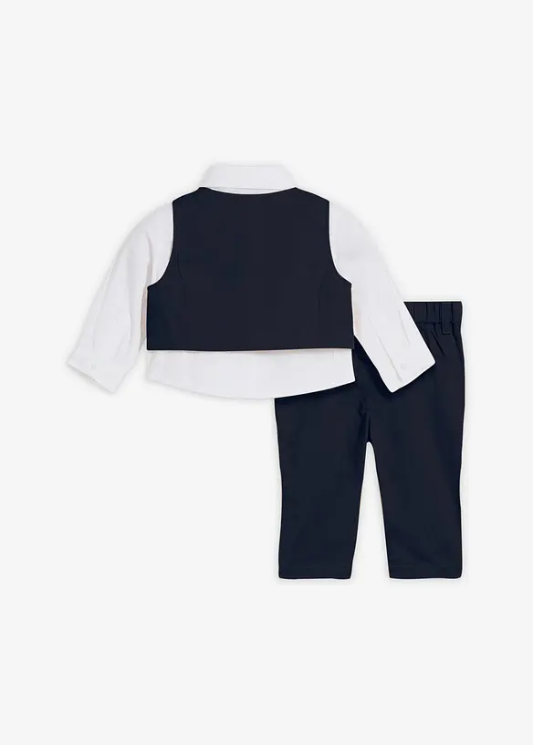 Festliches 3-teiliges Baby Set aus reiner Baumwolle (3-tlg. Set) in weiß von hinten - bonprix