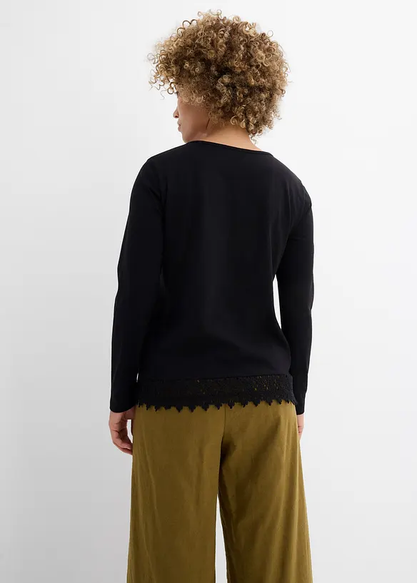 Langarmshirt aus reiner Baumwolle (2er Pack) in schwarz von hinten (im Anschnitt) - bonprix Langarmshirt aus reiner Baumwolle (2er Pack) in schwarz von hinten (im Anschnitt) - bonprix