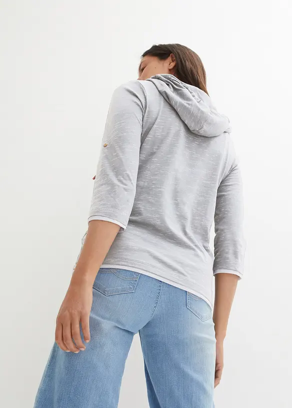 Kapuzen-Shirt aus Baumwoll-Mix in grau von hinten (im Anschnitt) - bonprix Kapuzen-Shirt aus Baumwoll-Mix in grau von hinten (im Anschnitt) - bonprix