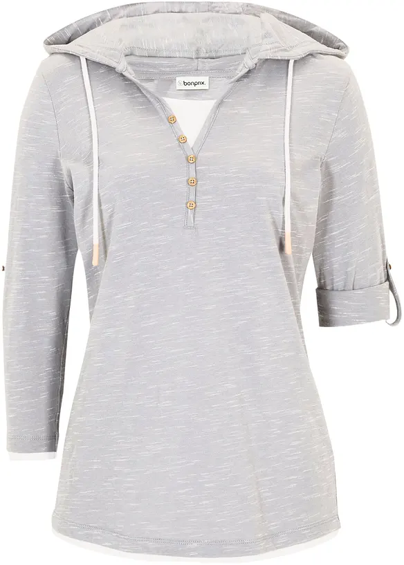 Kapuzen-Shirt aus Baumwoll-Mix in grau von vorne - bonprix Kapuzen-Shirt aus Baumwoll-Mix in grau von vorne - bonprix