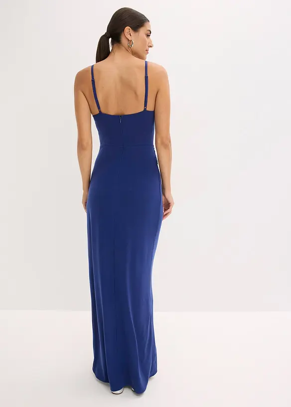 Abendkleid mit Spitze und Paillettenstickerei in blau von hinten (Totalaufnahme) - bonprix