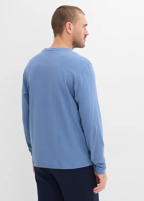 Langarmshirt aus reiner Baumwolle (2er Pack) in blau von hinten (im Anschnitt) - bonprix