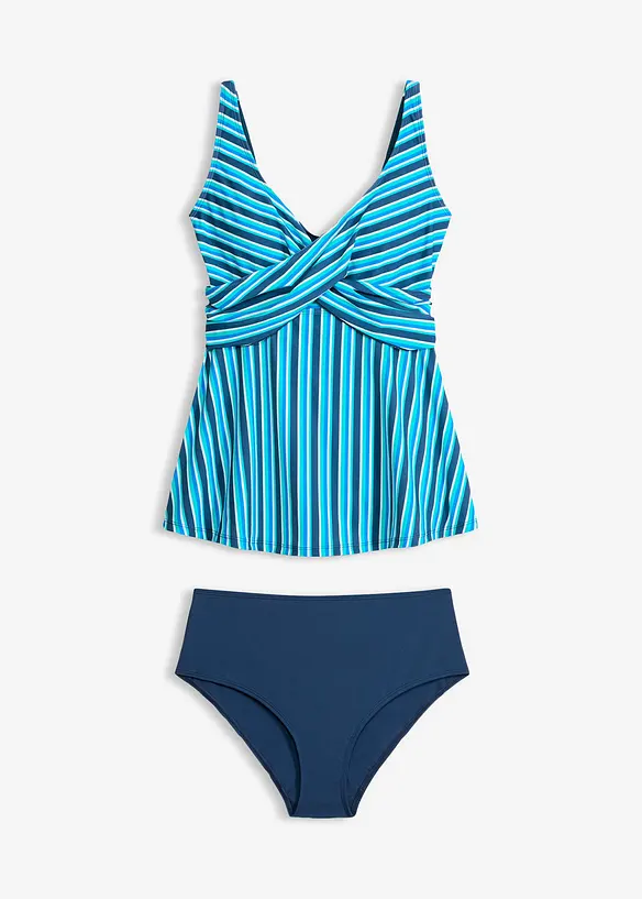 Tankini mit Wickeloptik (2-tlg.Set) in blau von vorne - bonprix