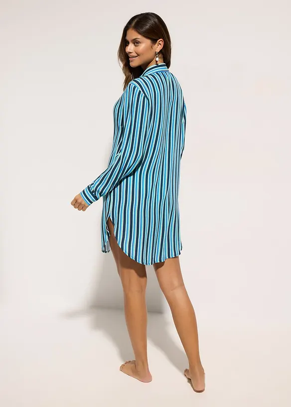 Strandbluse aus fließender Viskose in blau von hinten (im Anschnitt) - bonprix Strandbluse aus fließender Viskose in blau von hinten (im Anschnitt) - bonprix