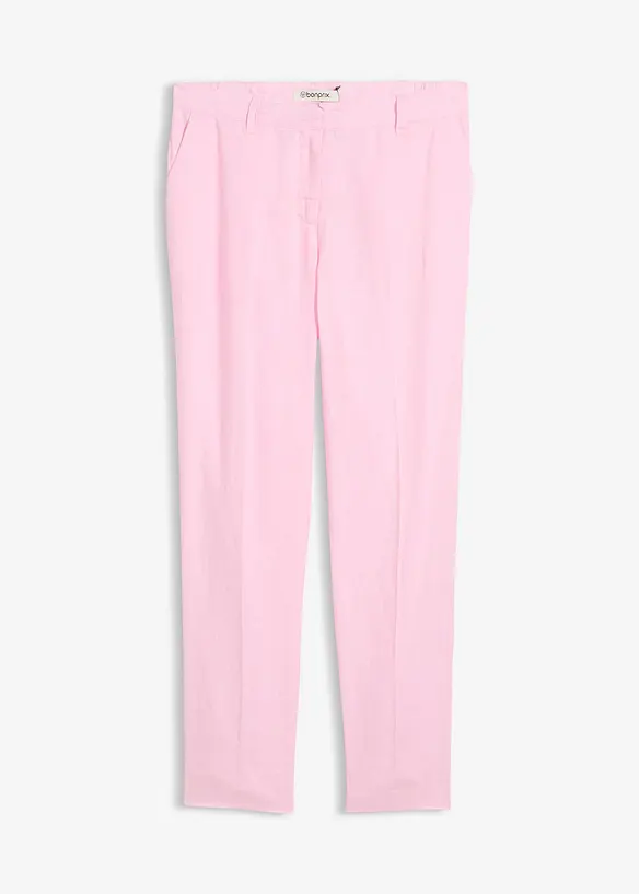verkürzte Hose aus reinem Leinen in rosa von vorne - bonprix verkürzte Hose aus reinem Leinen in rosa von vorne - bonprix