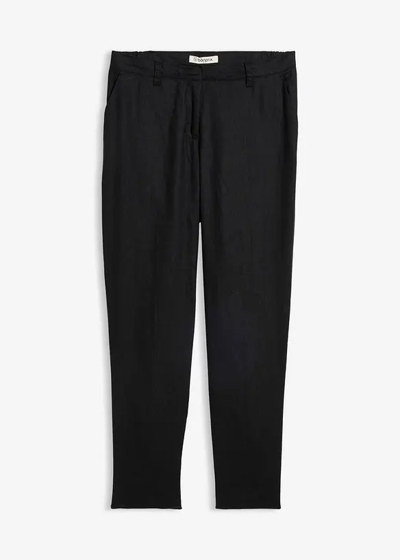 verkürzte Hose aus reinem Leinen in schwarz von vorne - bonprix verkürzte Hose aus reinem Leinen in schwarz von vorne - bonprix
