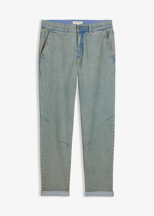 Leichte Relaxed Fit Stretch-Jeans mit Dehnbund, Straight in blau von vorne - bonprix