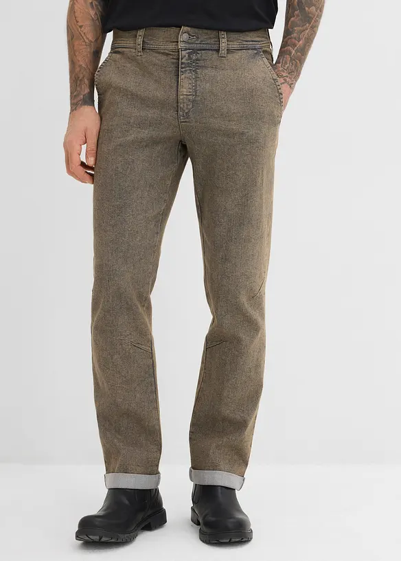 Leichte Relaxed Fit Stretch-Jeans mit Dehnbund, Straight in grau von vorne - bonprix