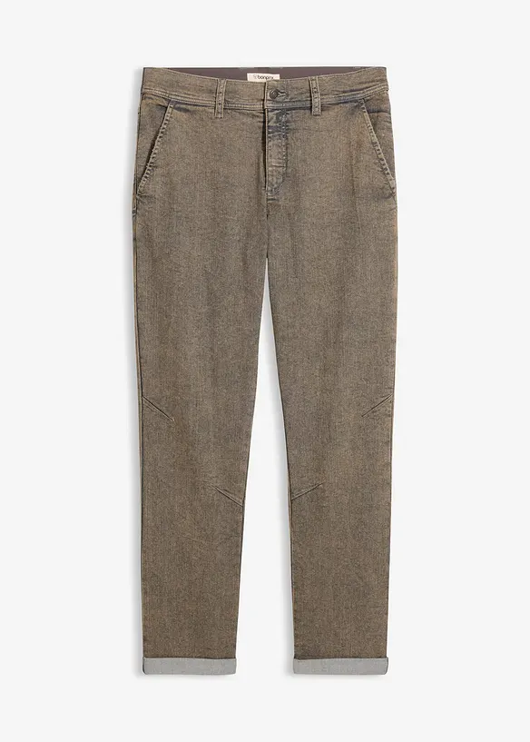 Leichte Relaxed Fit Stretch-Jeans mit Dehnbund, Straight in grau von vorne - bonprix