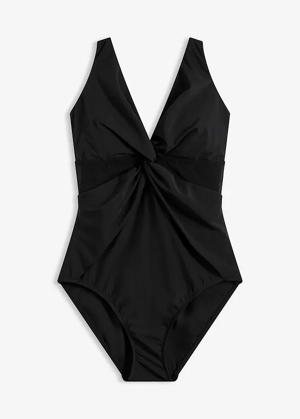 Light Shape-Badeanzug mit transparentem Mesh in schwarz von vorne - bonprix