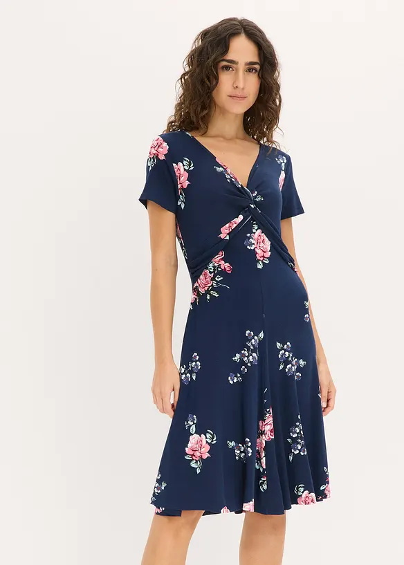 Jerseykleid aus Viskose-Mix in blau von vorne (Totalaufnahme) - bonprix Jerseykleid aus Viskose-Mix in blau von vorne (Totalaufnahme) - bonprix