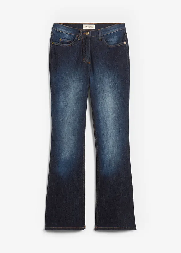 Bootcut-Jeans Mid Waist, Stretch in blau von vorne - bonprix