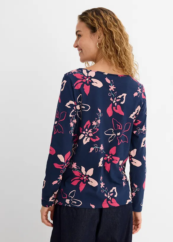 Langarmshirt aus reiner Baumwolle in blau von hinten (im Anschnitt) - bonprix Langarmshirt aus reiner Baumwolle in blau von hinten (im Anschnitt) - bonprix