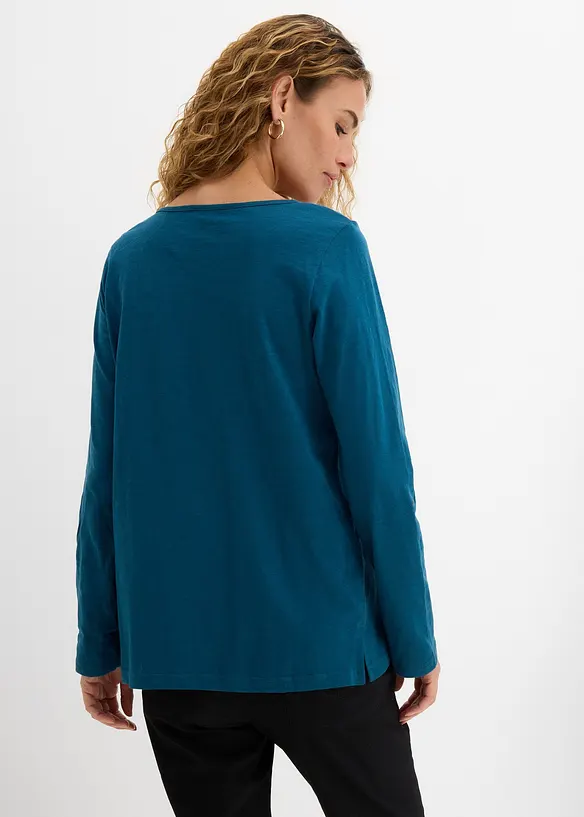 Shirt mit Knopfleiste aus reiner Bio-Baumwolle in petrol von hinten (im Anschnitt) - bonprix Shirt mit Knopfleiste aus reiner Bio-Baumwolle in petrol von hinten (im Anschnitt) - bonprix