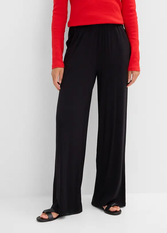 Jersey-Hose aus fließender Viskose in schwarz von vorne - bonprix Jersey-Hose aus fließender Viskose in schwarz von vorne - bonprix