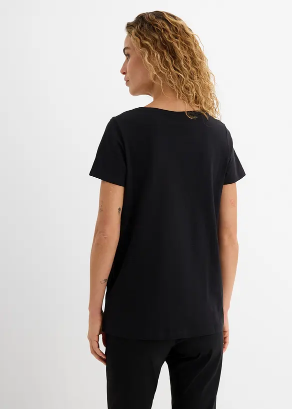 Shirt mit Herzdruck aus Bio-Baumwolle in schwarz von hinten (im Anschnitt) - bonprix