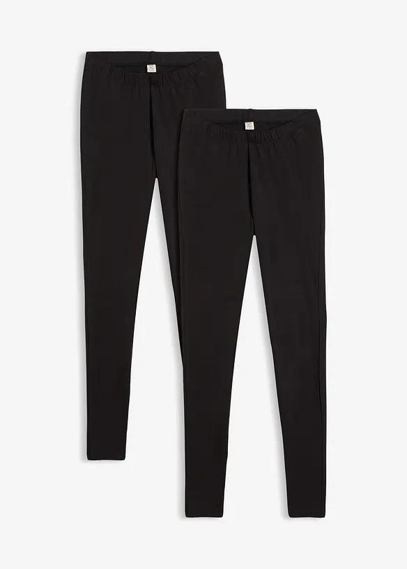 Leggings (2er Pack) in schwarz von vorne - bonprix