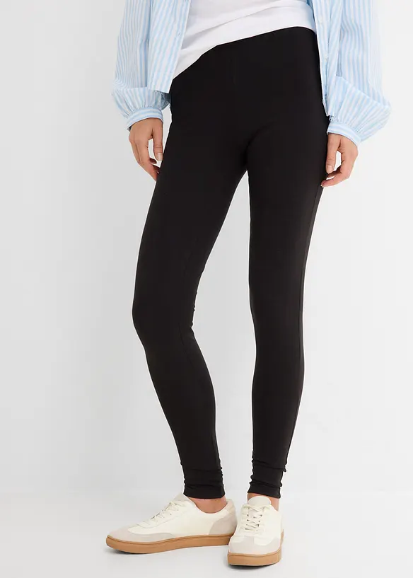 Leggings (2er Pack) in schwarz von vorne - bonprix