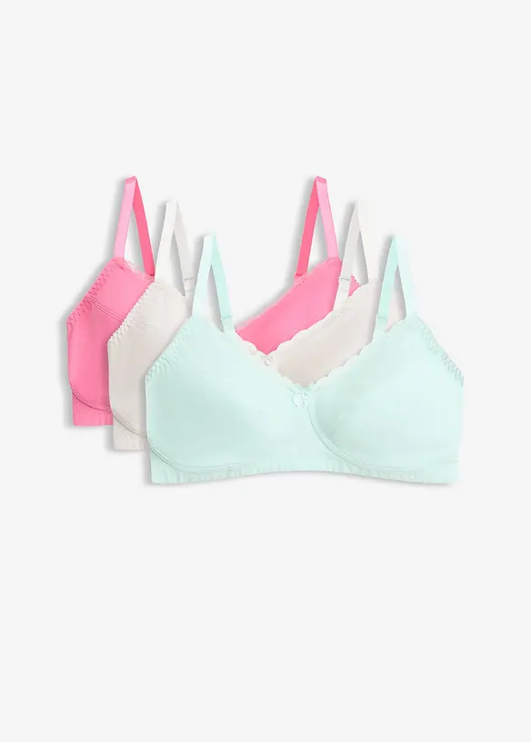 BH ohne Bügel mit Baumwolle (3er Pack) in pink von vorne - bonprix