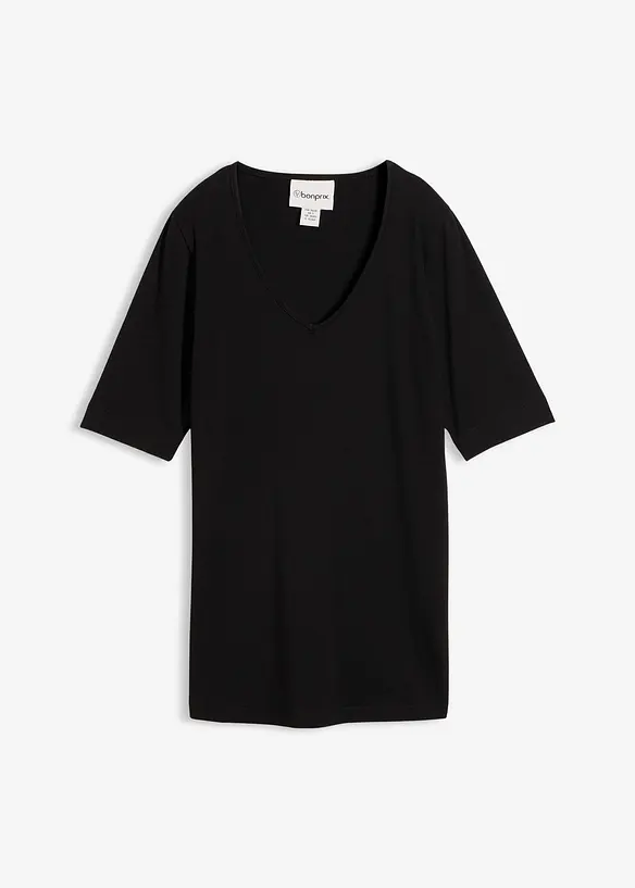 Shirt, extra lang in schwarz von vorne - bonprix