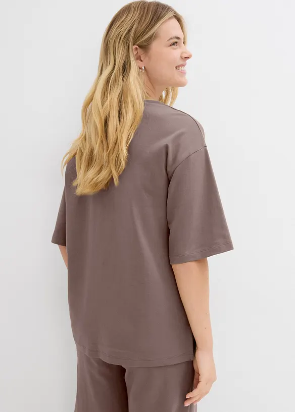 Longshirt aus Interlock in braun von hinten (im Anschnitt) - bonprix