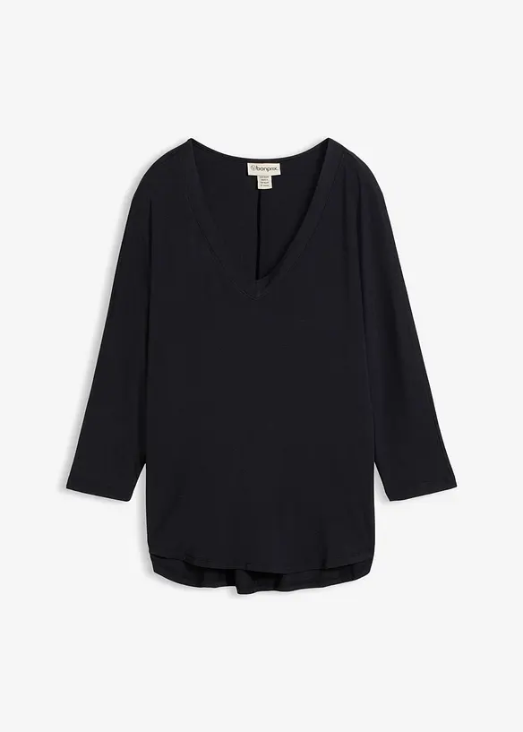 Shirt aus fließendem Viskose-Mix in schwarz von vorne - bonprix Shirt aus fließendem Viskose-Mix in schwarz von vorne - bonprix
