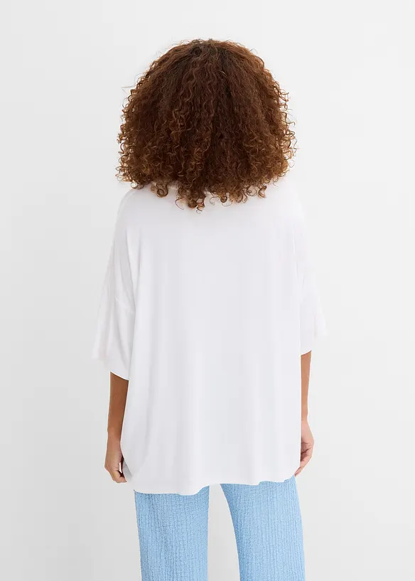 Oversize-Shirt aus fließender Viskose in weiß von hinten (im Anschnitt) - bonprix