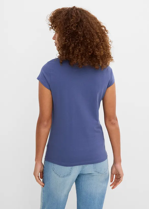 T-Shirt aus reiner Baumwolle in blau von hinten (im Anschnitt) - bonprix