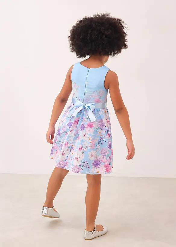 Kleid aus Baumwoll-Popeline in blau von hinten (Totalaufnahme) - bonprix