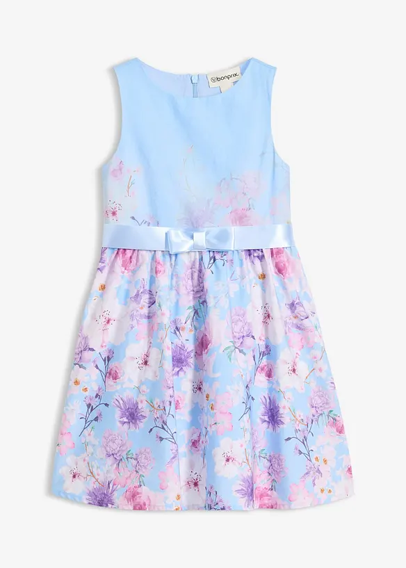 Kleid aus Baumwoll-Popeline in blau von vorne - bonprix