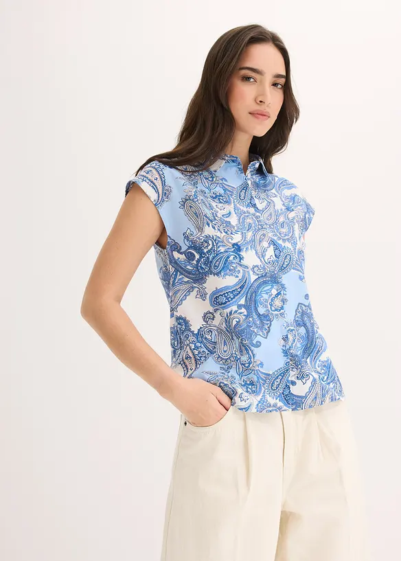 bedruckte Bluse aus fließender Viskose in weiß von vorne (im Anschnitt) - bonprix bedruckte Bluse aus fließender Viskose in weiß von vorne (im Anschnitt) - bonprix