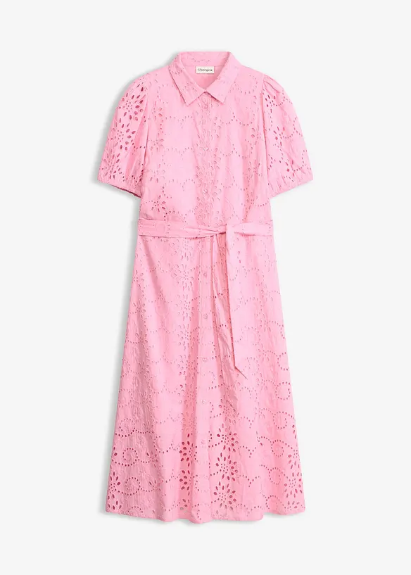 Blusenkleid aus reiner Baumwolle in rosa von vorne - bonprix Blusenkleid aus reiner Baumwolle in rosa von vorne - bonprix
