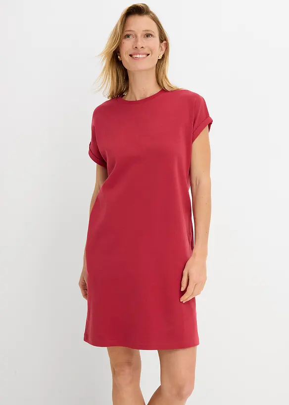 Shirtkleid aus schwerer reiner Bio-Baumwolle in rot von vorne (Totalaufnahme) - bonprix Shirtkleid aus schwerer reiner Bio-Baumwolle in rot von vorne (Totalaufnahme) - bonprix