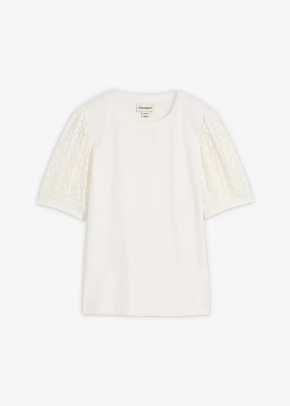 Shirt aus Baumwoll-Mix in weiß von vorne - bonprix Shirt aus Baumwoll-Mix in weiß von vorne - bonprix