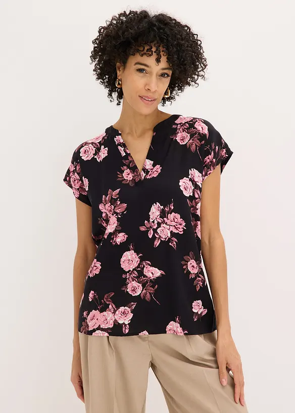 Tunika aus Viskose in schwarz von vorne (im Anschnitt) - bonprix Tunika aus Viskose in schwarz von vorne (im Anschnitt) - bonprix