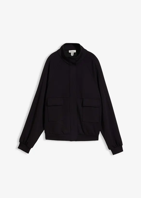 Scuba-Sweatjacke in schwarz von vorne - bonprix Scuba-Sweatjacke in schwarz von vorne - bonprix